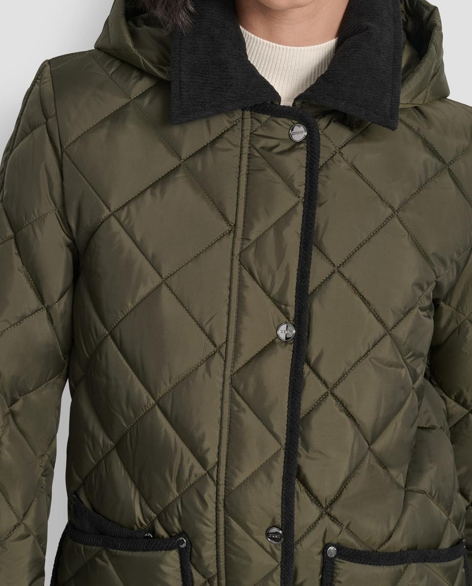 Casaco Acolchoado com Gola de Bombazina Verde-militar-6