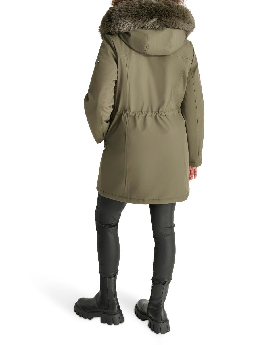 Sobretudo Tipo Parka com Fecho de Correr Verde-militar-2