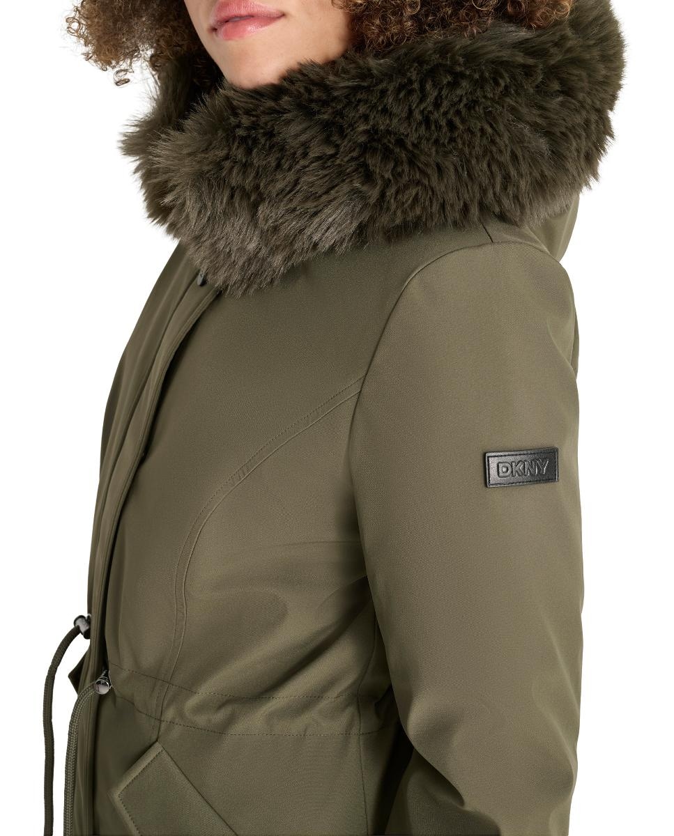 Sobretudo Tipo Parka com Fecho de Correr Verde-militar-5