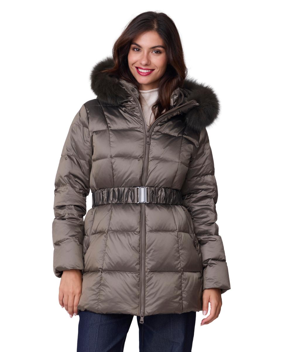 Plumifero acolchado con capucha fija de mujer - Buccino - Kaki Kaki-3