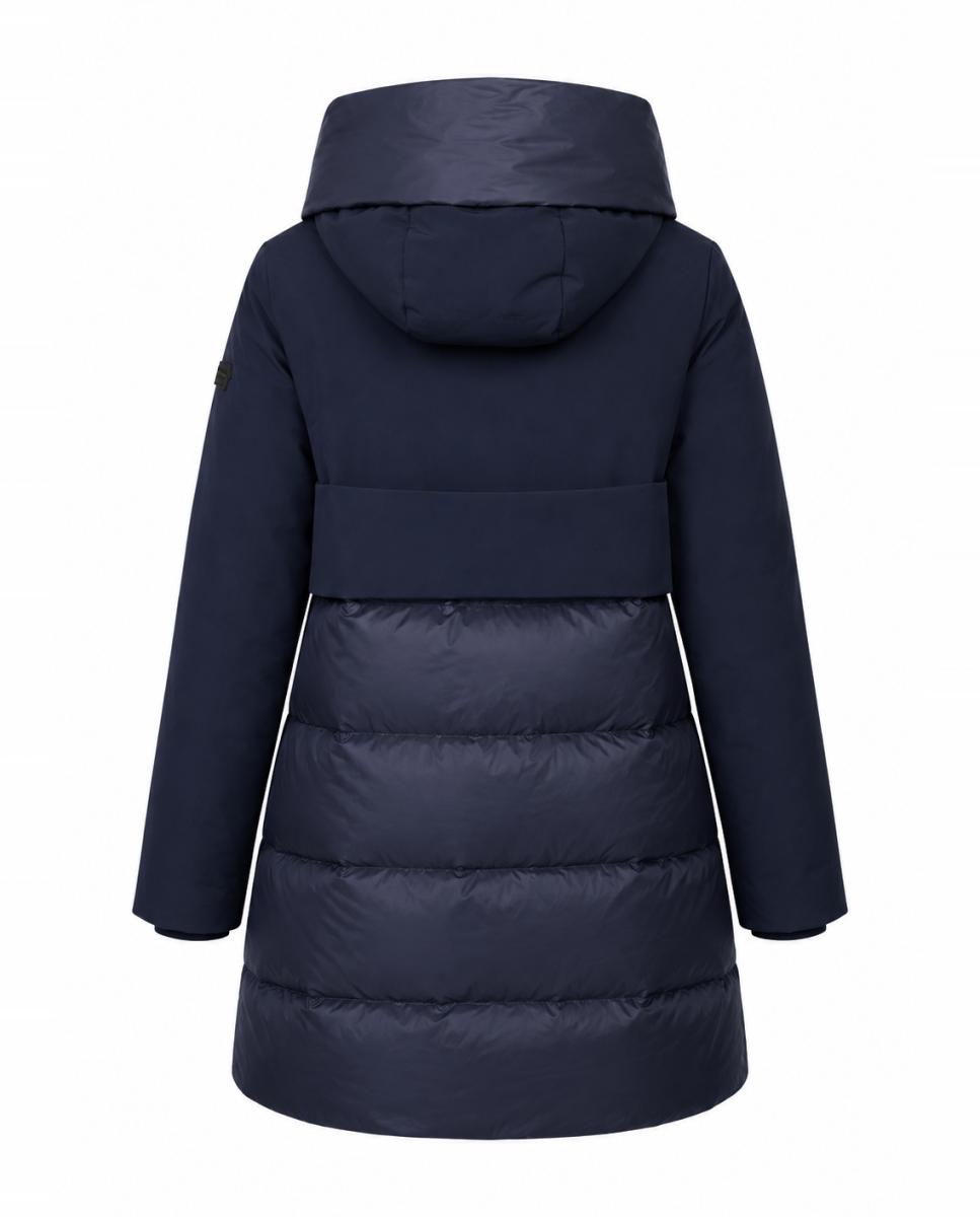 Parka Lisa com Interior Acolchoado com Penugem Combinando Tecidos Mate e com Brilho. Capuz Fixo. Azul-marinho-6