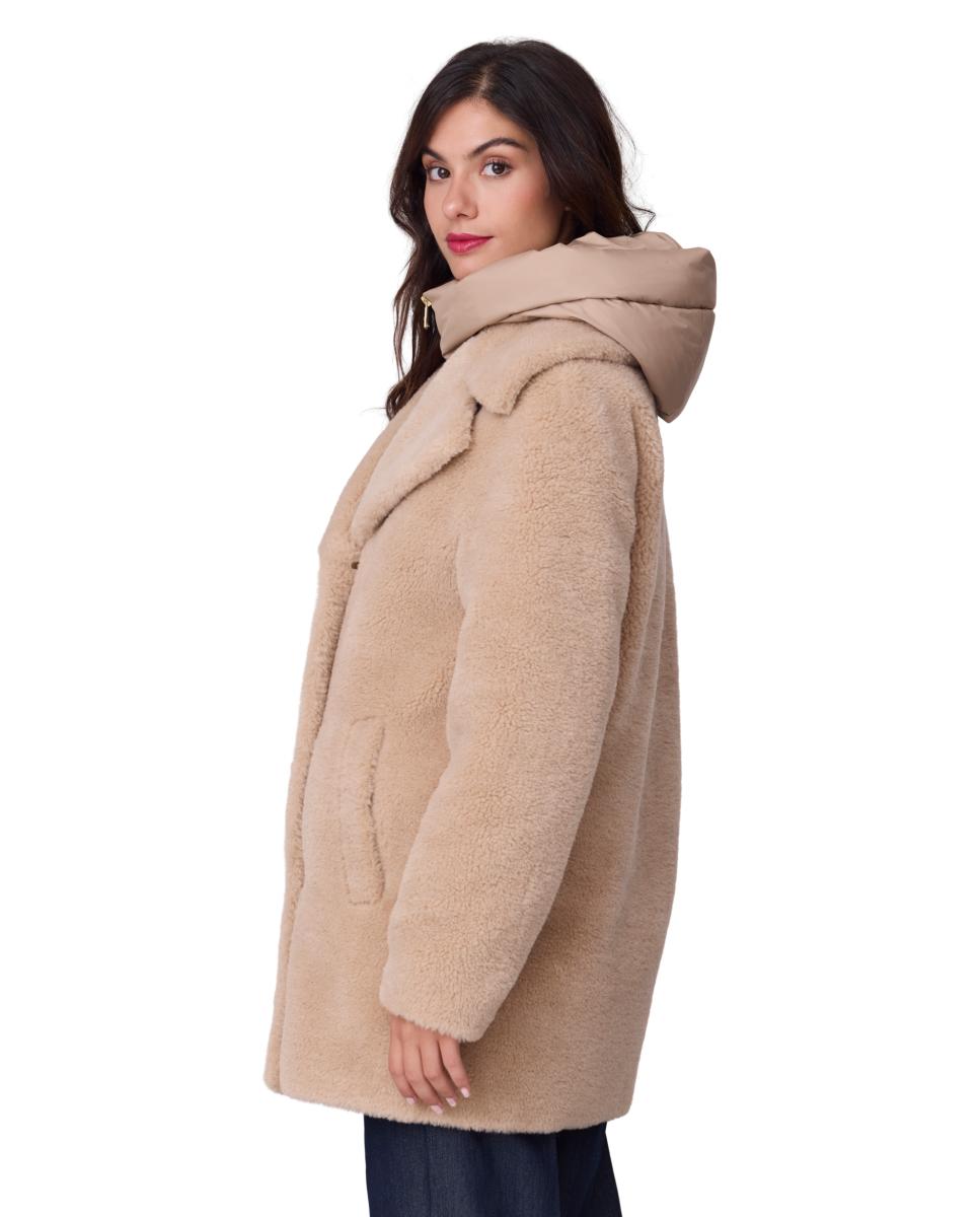 Chaquetón cruzado con pecherin desmontable de mujer - Buccino - Beige Beige-3