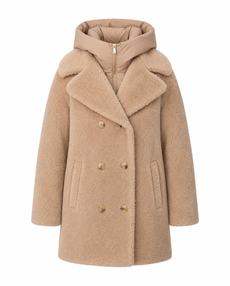 Chaquetón cruzado con pecherin desmontable de mujer - Buccino - Beige Beige-5