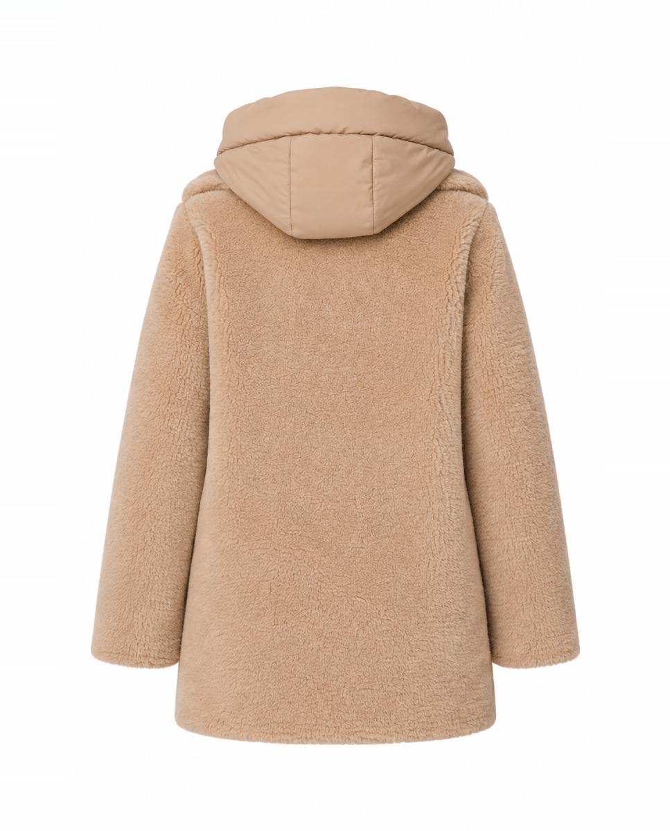 Chaquetón cruzado con pecherin desmontable de mujer - Buccino - Beige Beige-6