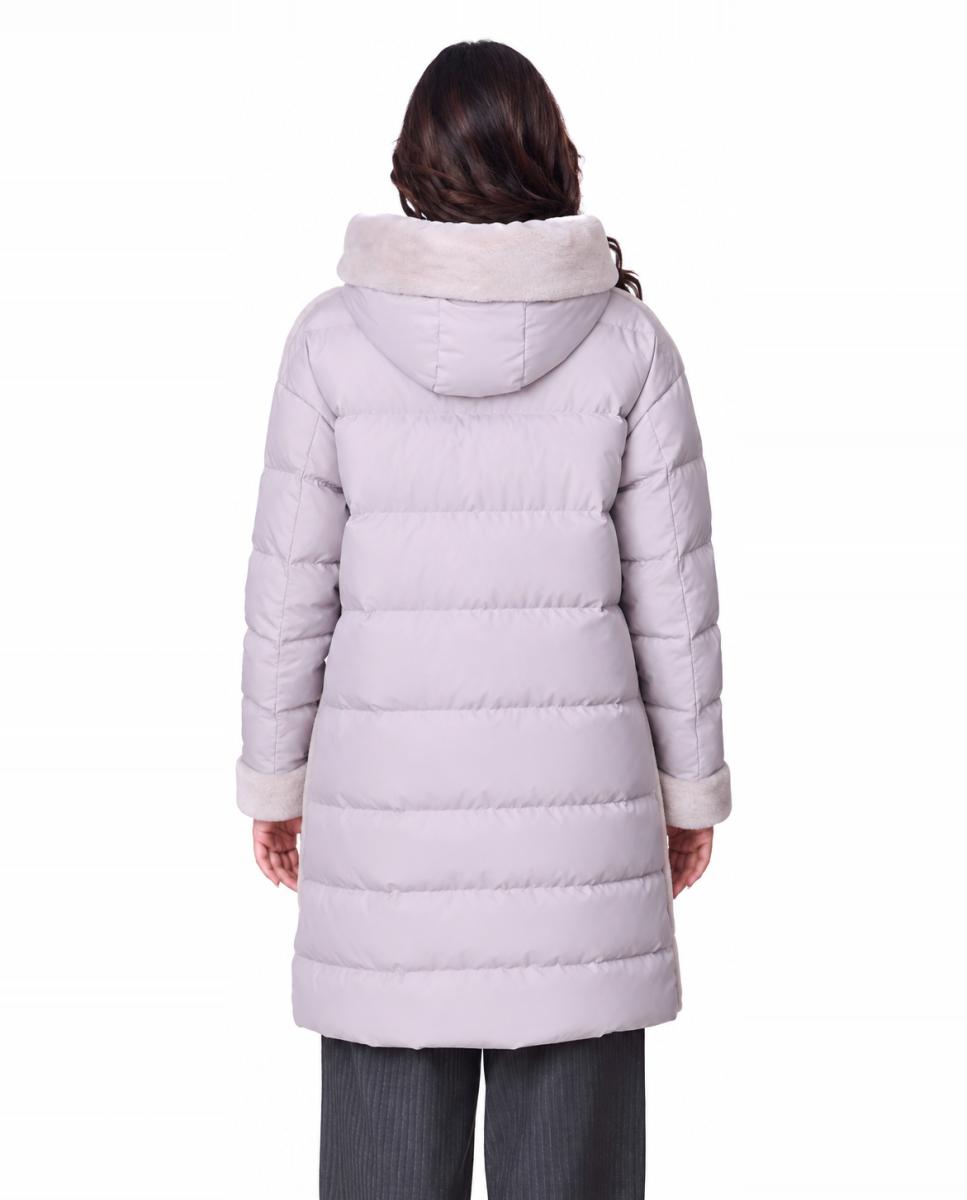 Plumifero largo con capucha fija de mujer - Buccino - Gris claro Gris claro-3