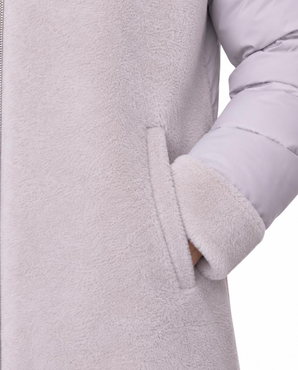 Plumifero largo con capucha fija de mujer - Buccino - Gris claro Gris claro-4