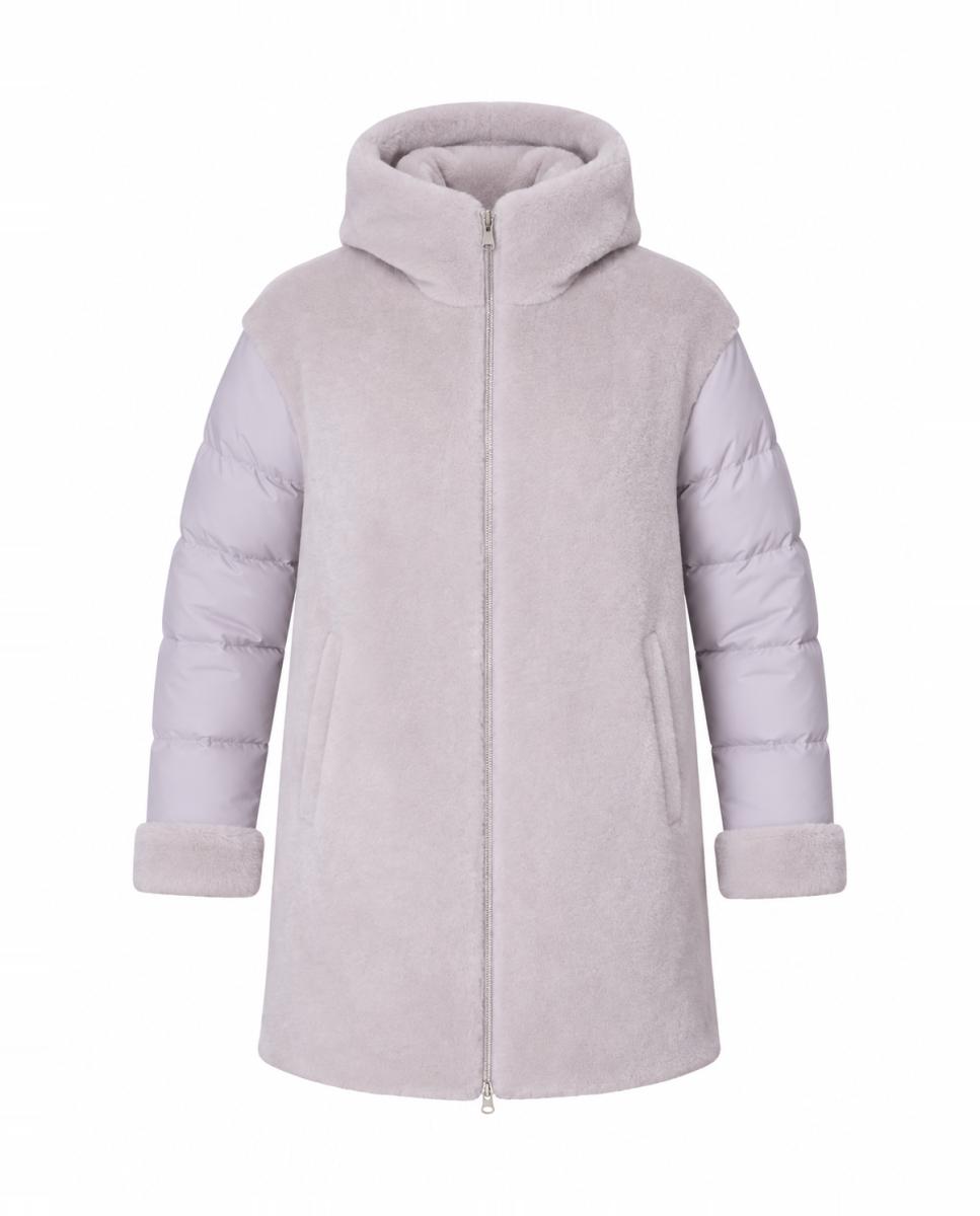 Plumifero largo con capucha fija de mujer - Buccino - Gris claro Gris claro-5