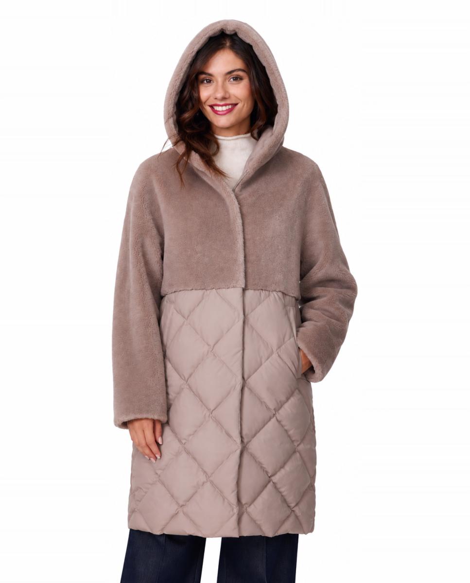 Plumifero acolchadocon capucha fija de mujer - Buccino - Marrón claro Marrón claro-3