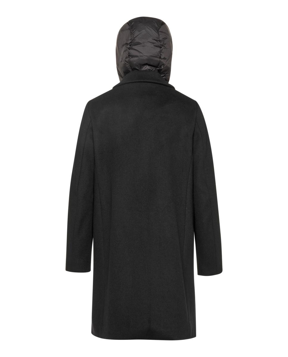 Sobretudo com Gola de Lapela e Capuz Desmontável Preto-9