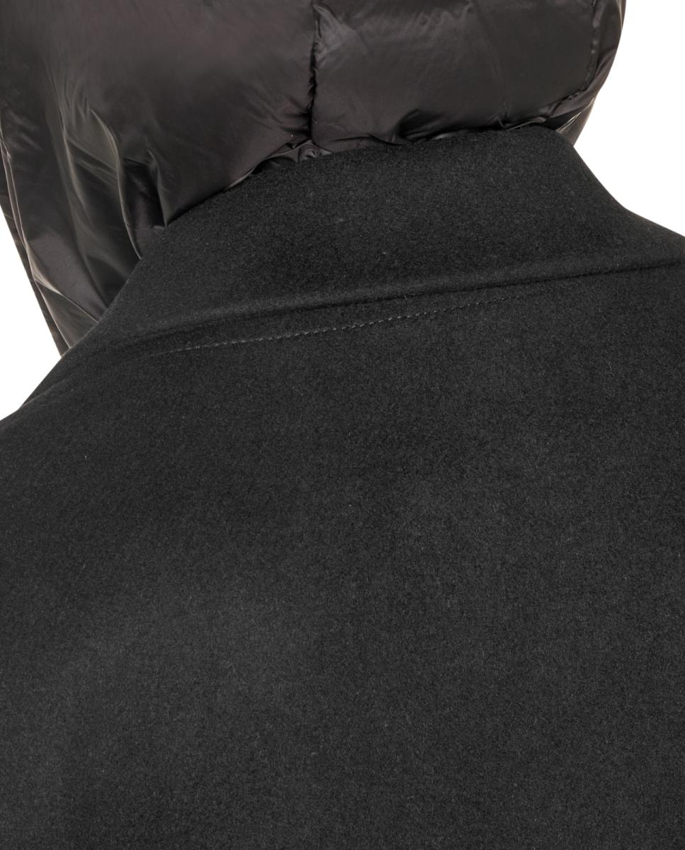 Sobretudo com Gola de Lapela e Capuz Desmontável Preto-10