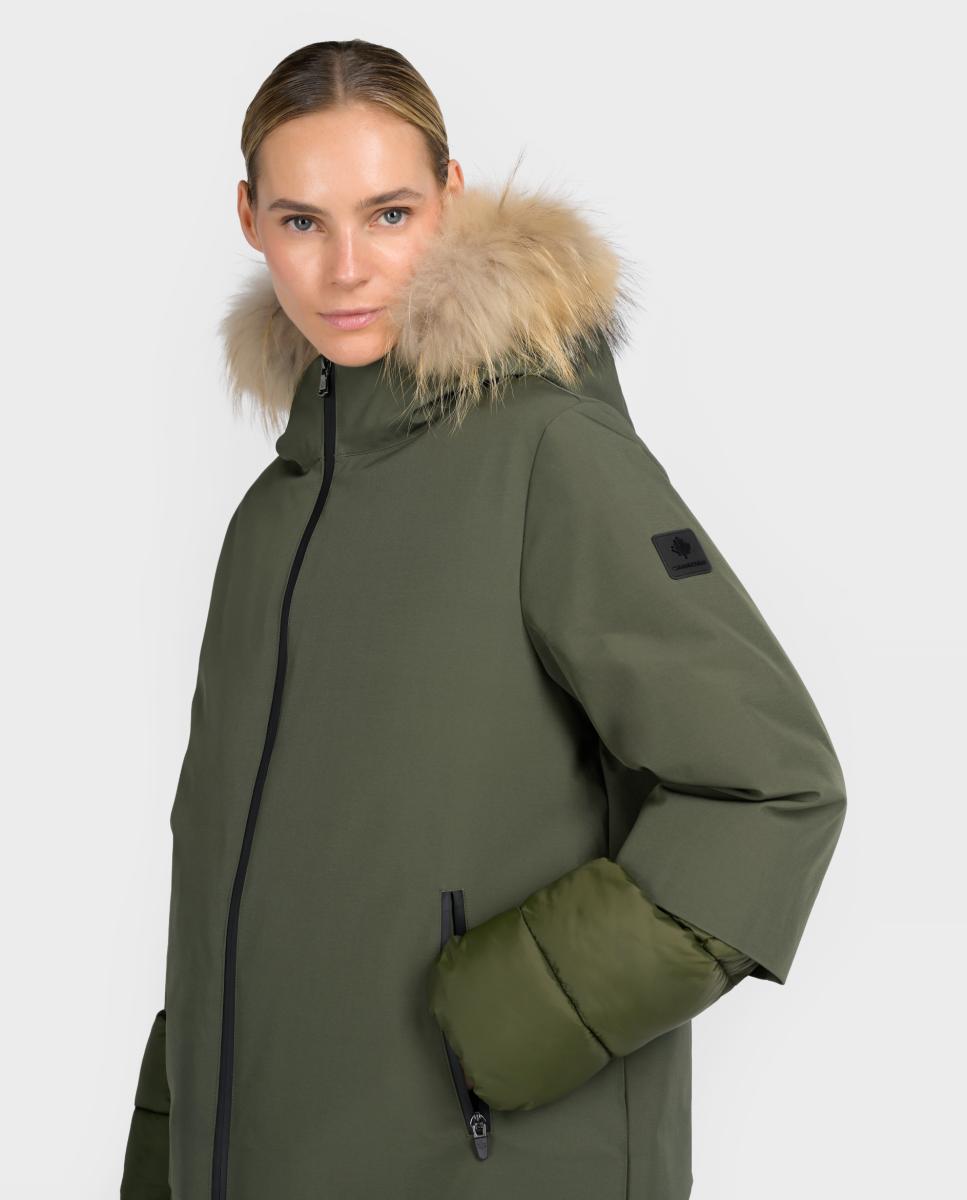 Parka lisa de mujer de plumas - Canadian Classics - Verde militar Verde militar-5