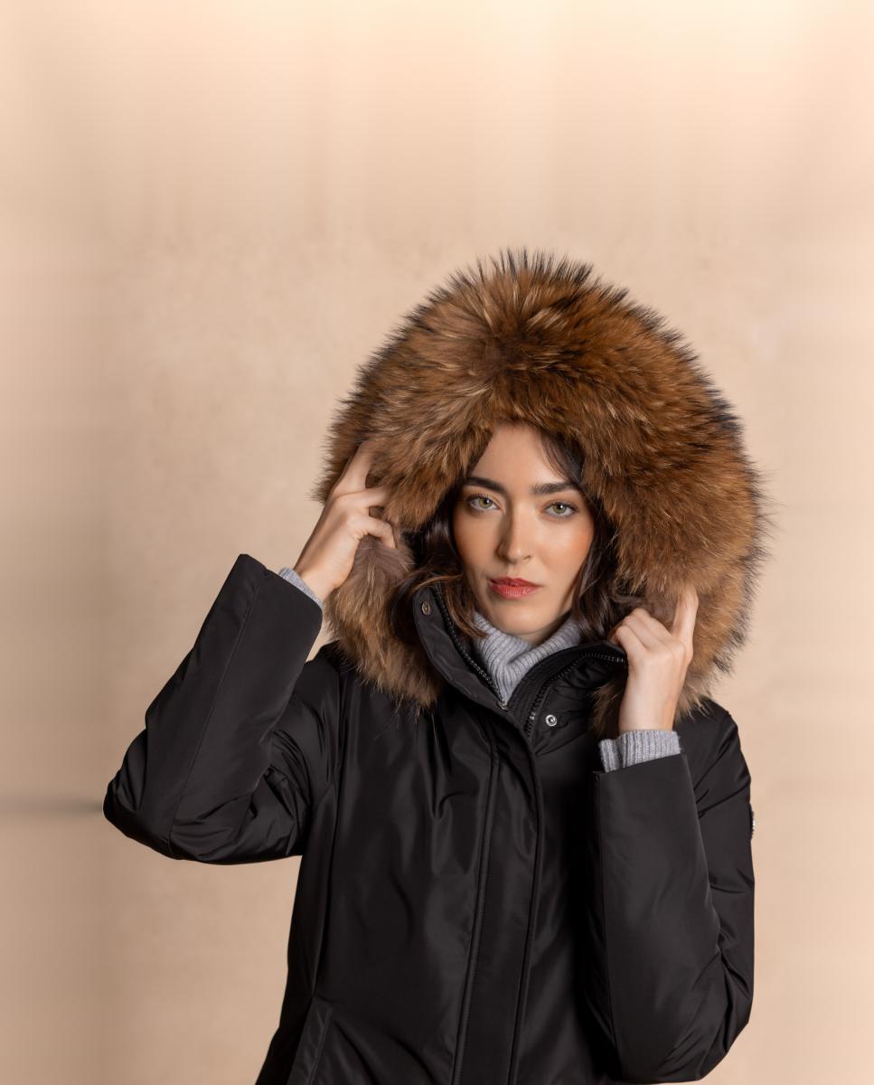 Parka com Capuz Desmontável Preto-4