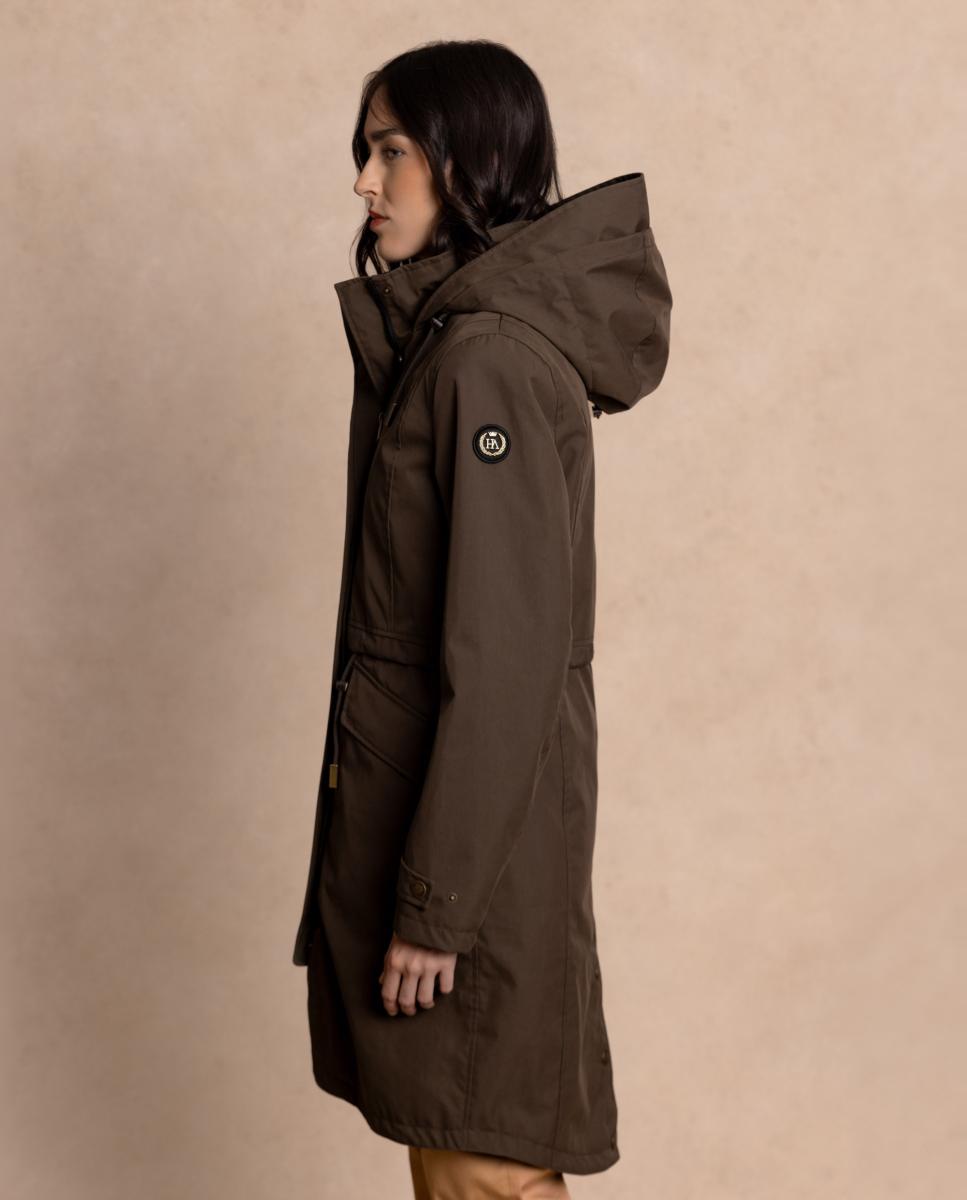 Parka com Capuz Fixo e Cordão Ajustável Caqui-2