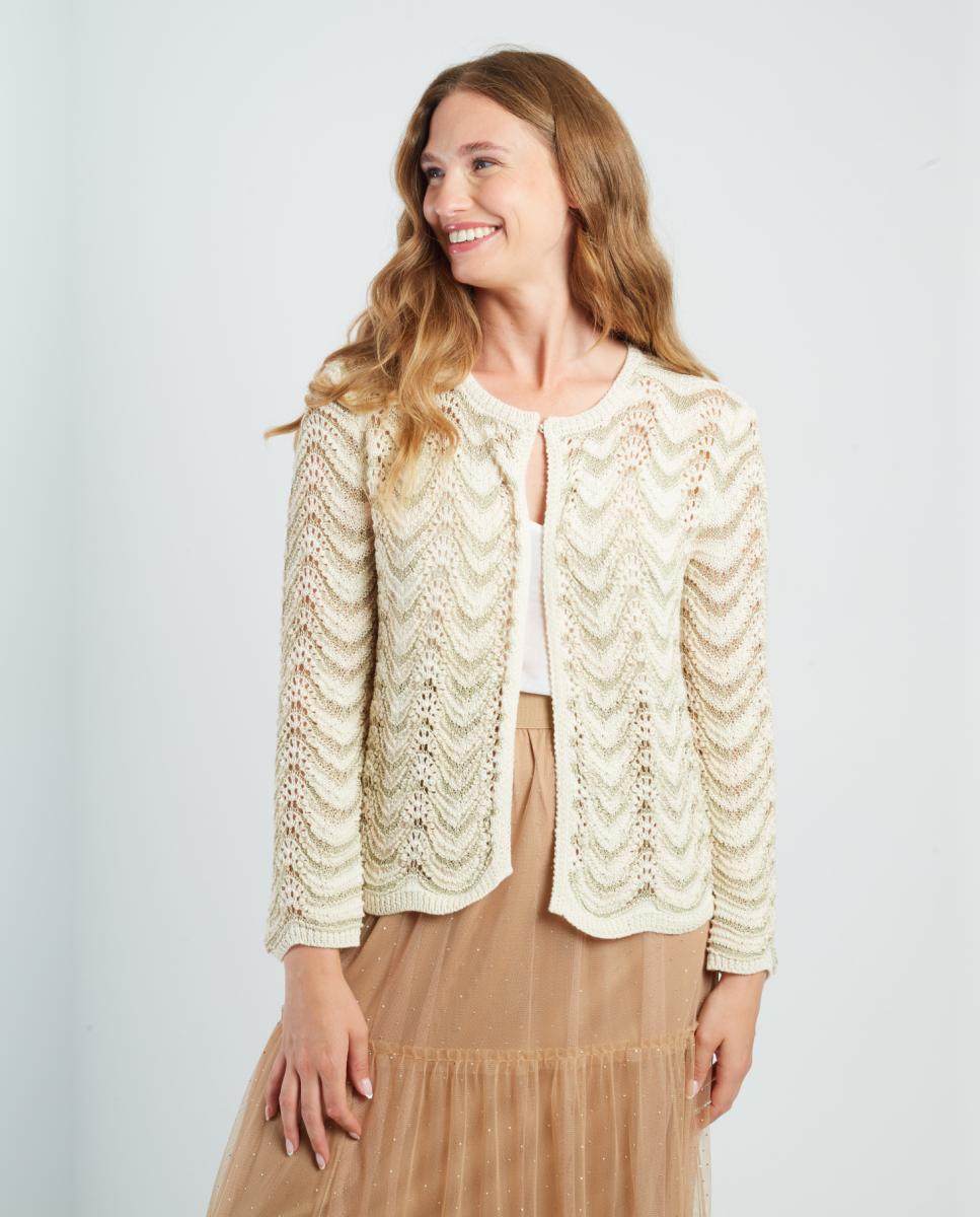 Imagem 0 de Cardigan de Malha com Decote Redondo e Manga Comprida