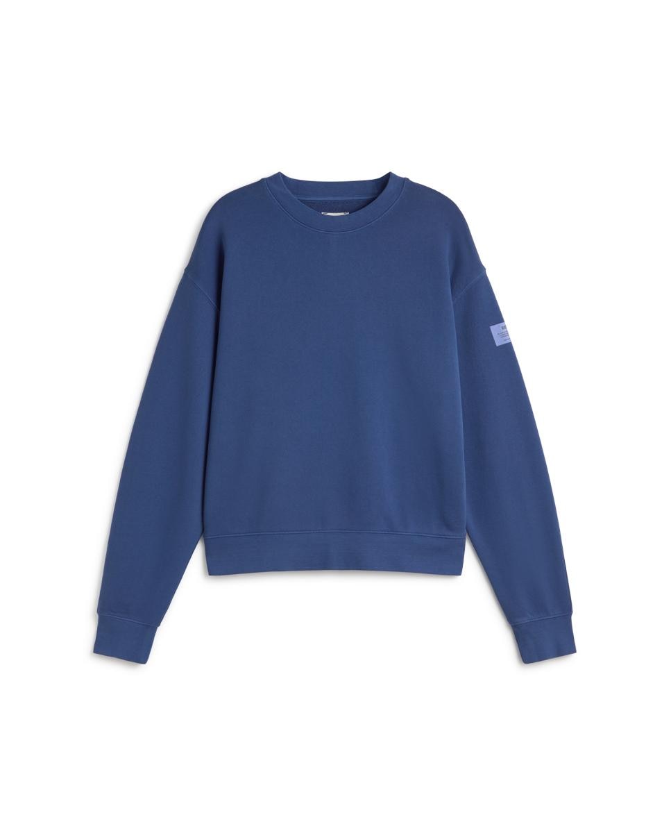 Sweatshirt com Corte Folgado e Decote Redondo Azul-índigo-4