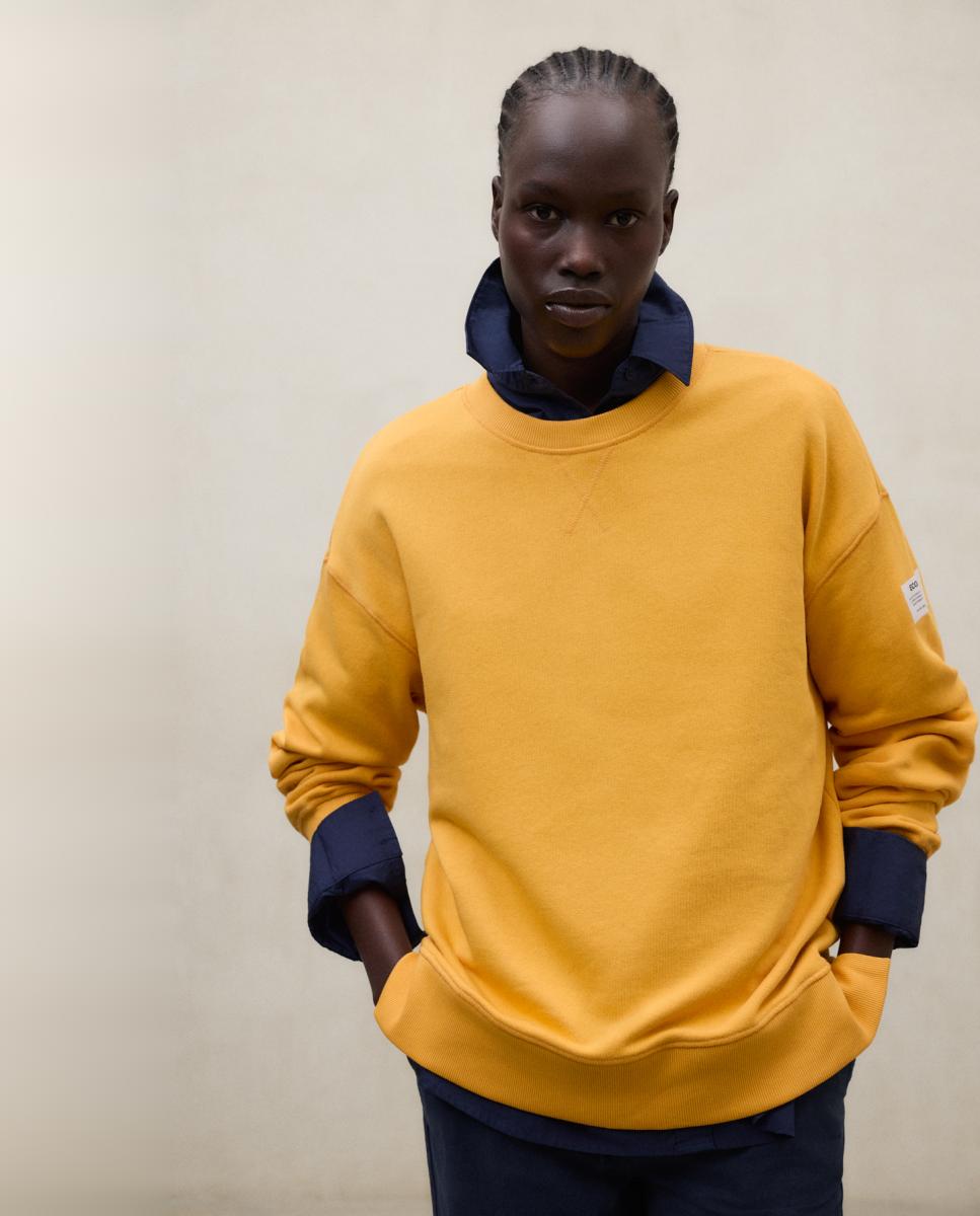 Sweatshirt com Decote Redondo Laranja-1