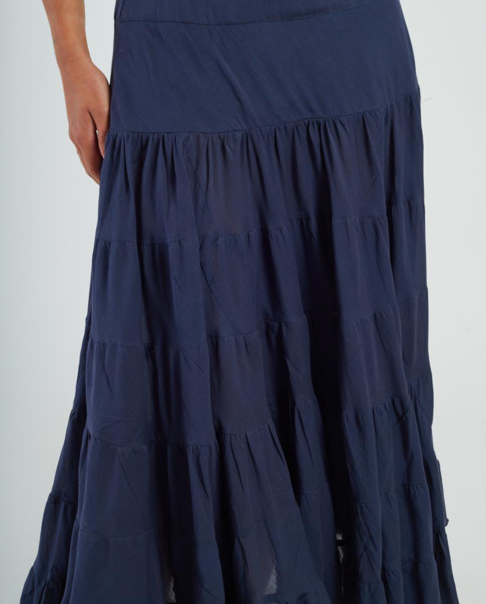 Saia Comprida Relaxed com Folhos Azul-marinho-3