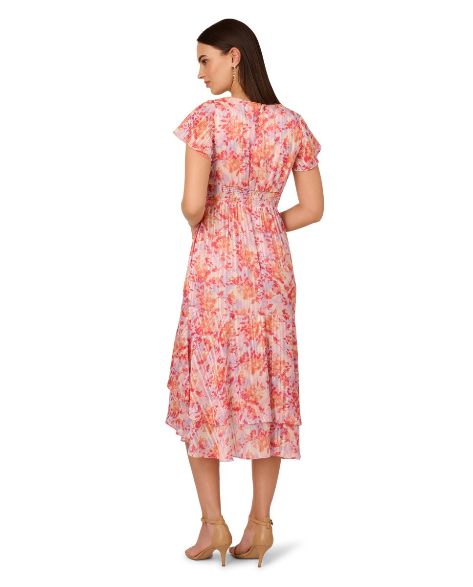 Vestido Midi de Cetim com Folho na Parte Inferior Laranja-2