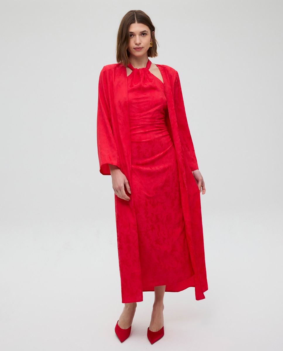 Imagem 0 de Vestido Midi com Alças + Kaftan Jacquard