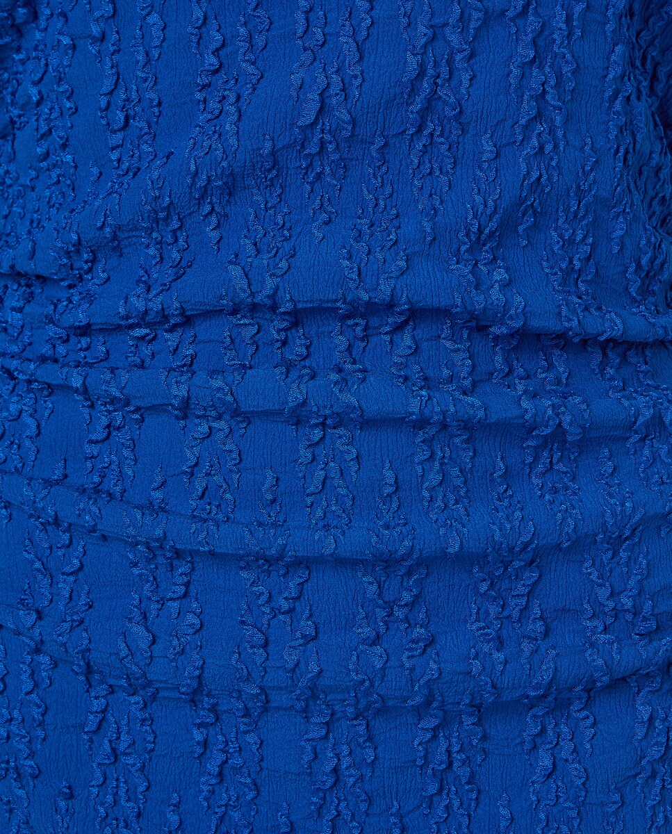 Vestido midi com manga curta Azul-7