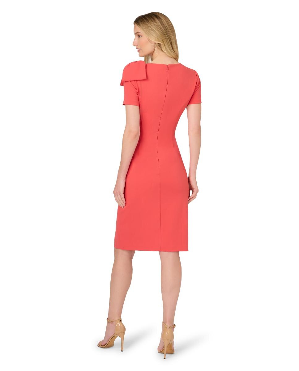 Vestido Midi Plissado com Laço Laranja-2