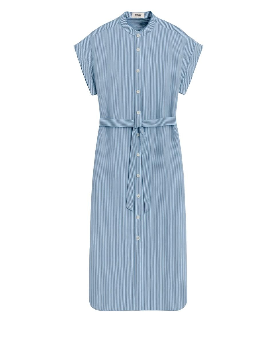 Vestido Comprido de Linho Relaxed Fit Azul-claro-7