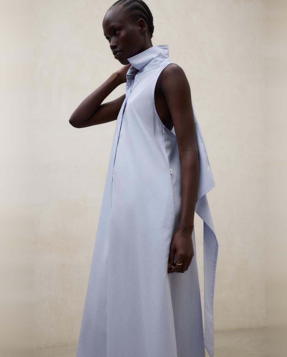 Vestido Regular com Botões Azul-claro-3