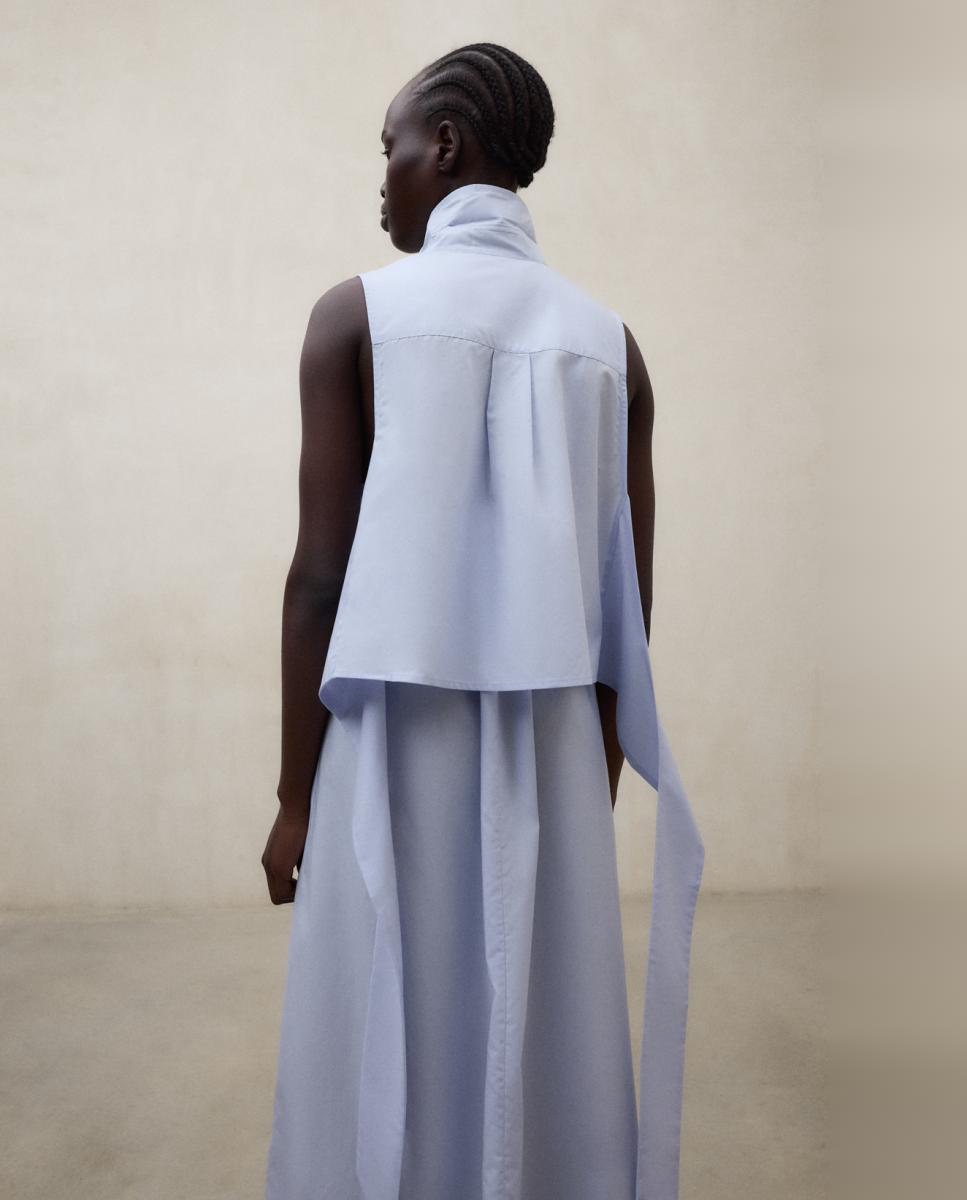 Vestido Regular com Botões Azul-claro-4