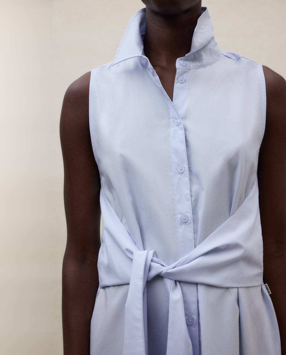 Vestido Regular com Botões Azul-claro-5