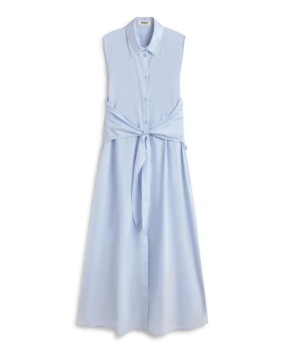 Vestido Regular com Botões Azul-claro-7