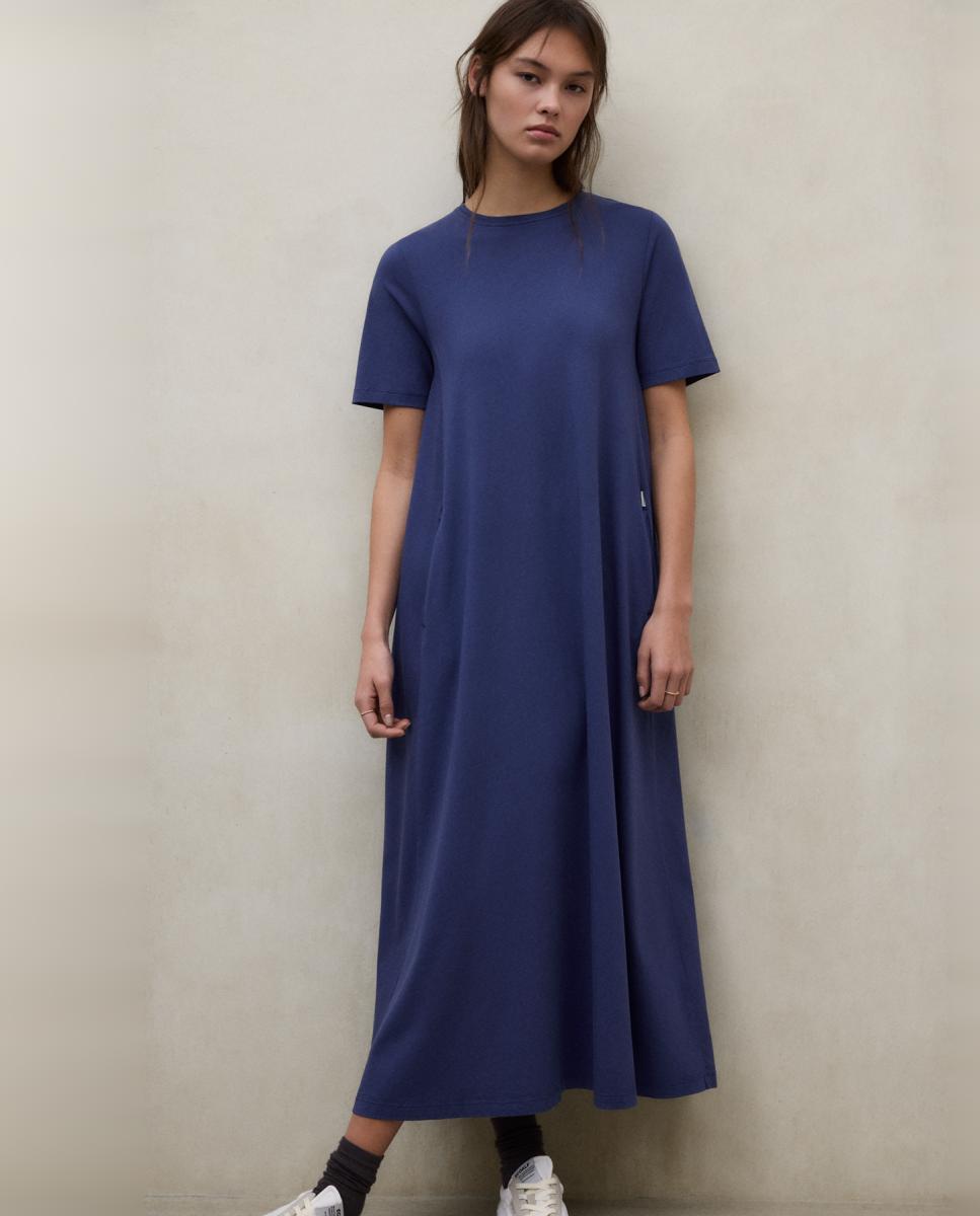 Vestido de corte holgado y cuello redondo - Ecoalf - Azul índigo Azul índigo-3