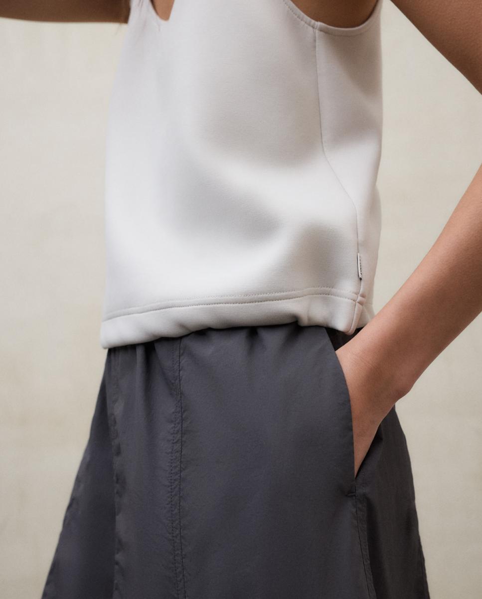 Vestido de Corte Folgado e Decote Aberto Cinzento-4