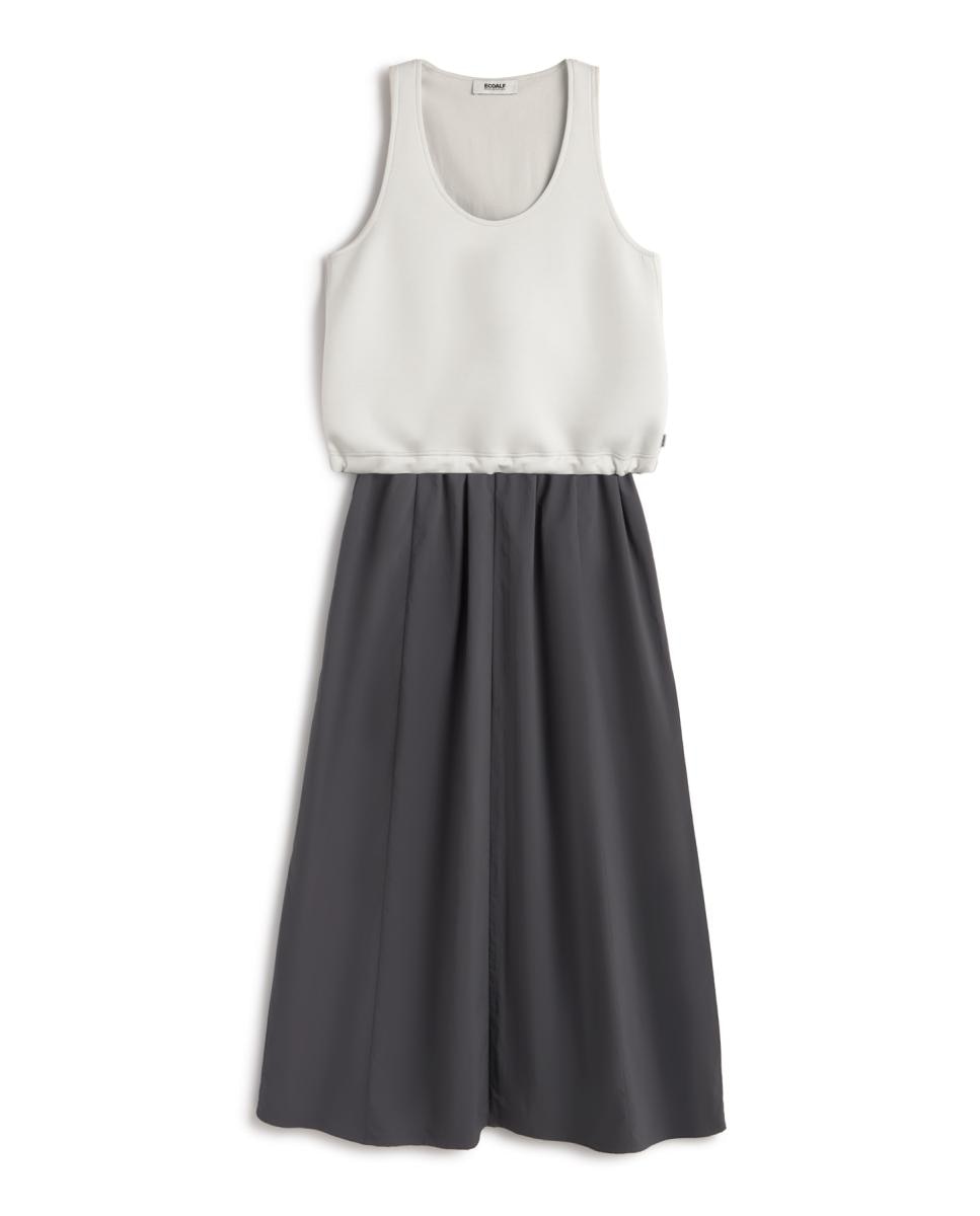 Vestido de Corte Folgado e Decote Aberto Cinzento-5