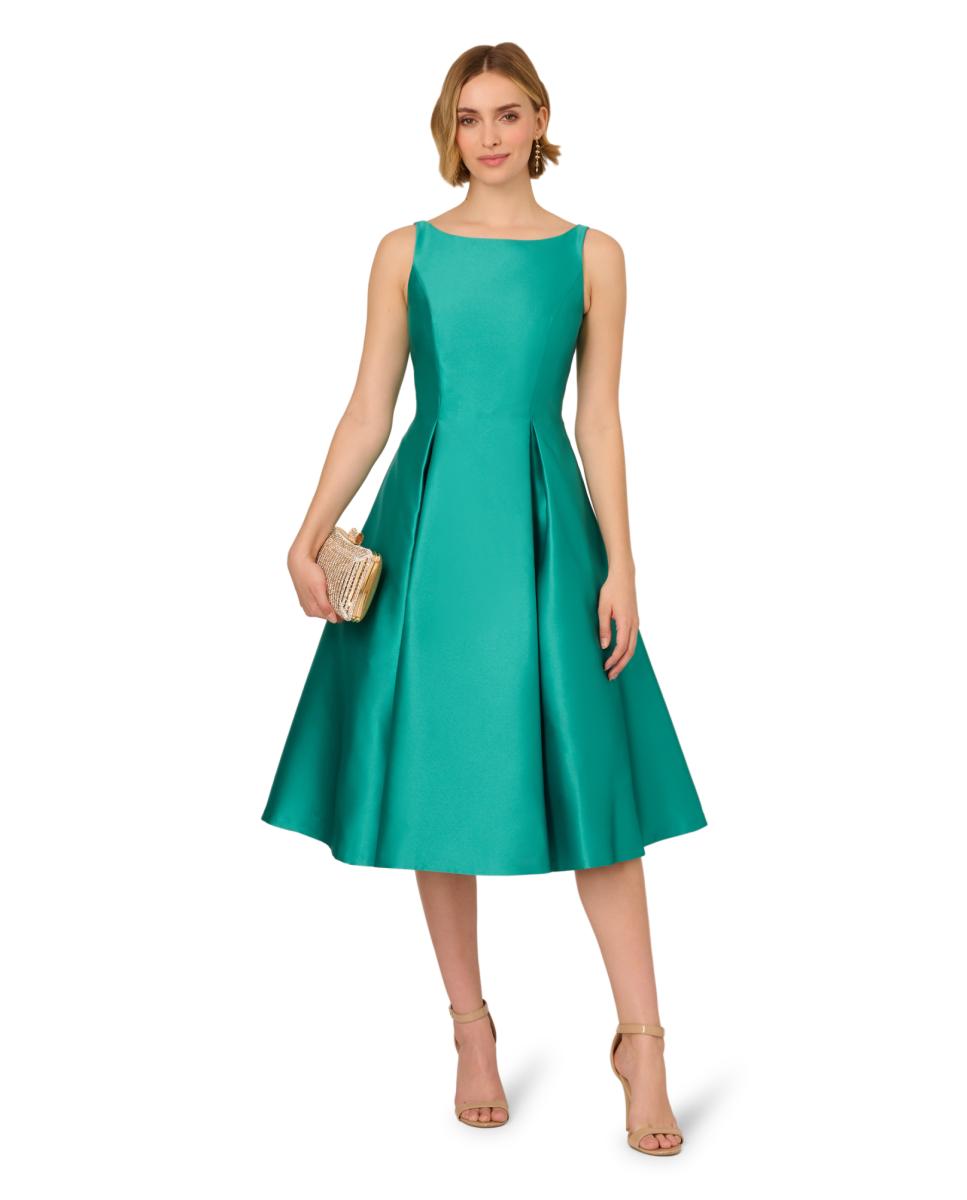 Vestido Comprido de Chá sem Mangas Turquesa-3