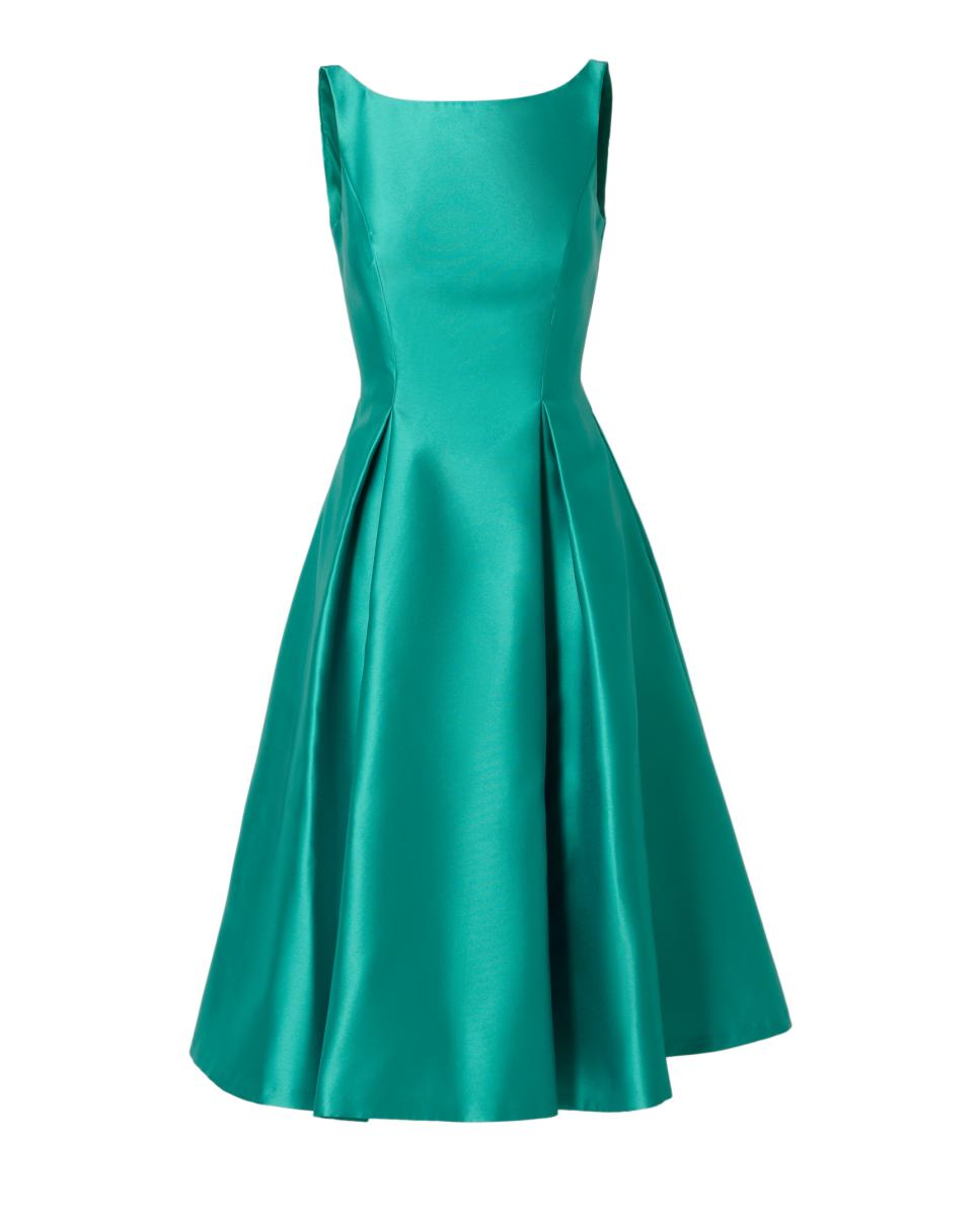 Vestido Comprido de Chá sem Mangas Turquesa-5