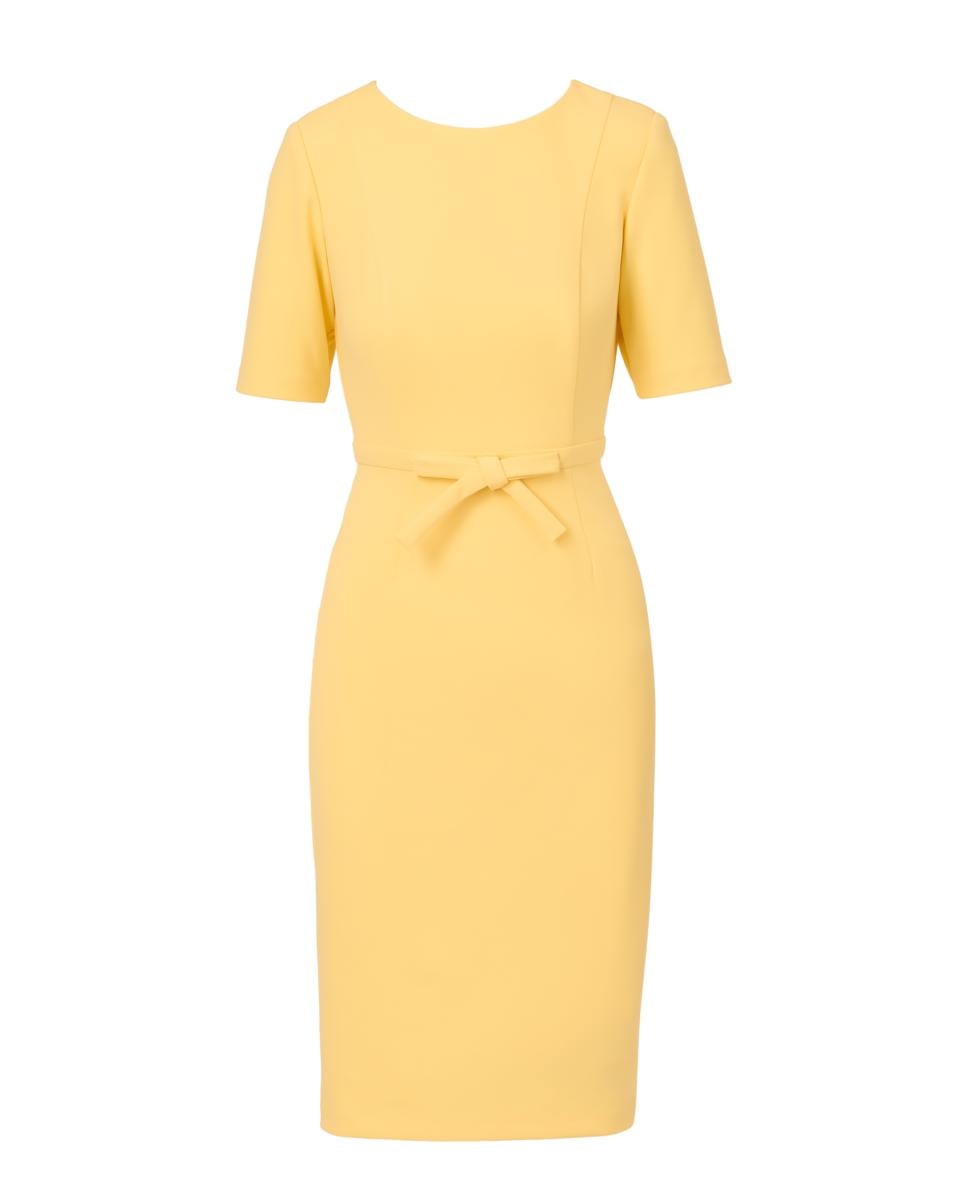 Vestido Midi de Manga Curta Amarelo-5