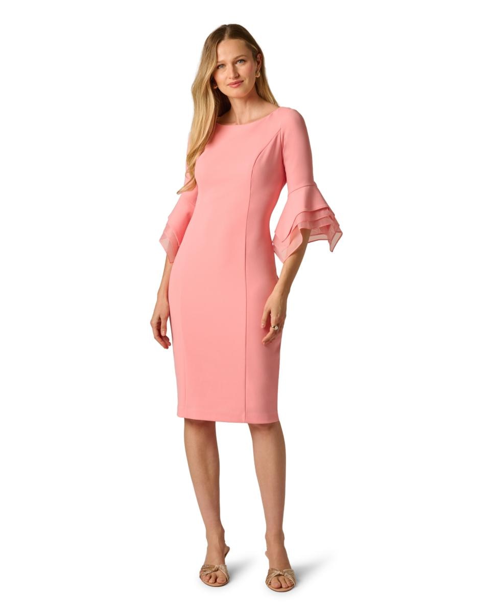 Imagem 0 de Vestido de Malha com Mangas Escalonadas e em Crepe