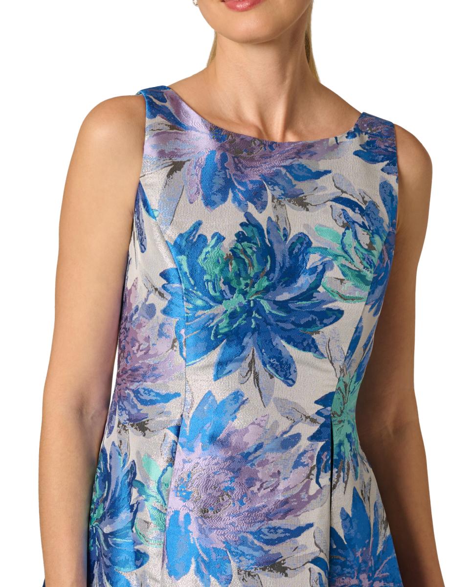 Vestido Jacquard Comprido Azul-2