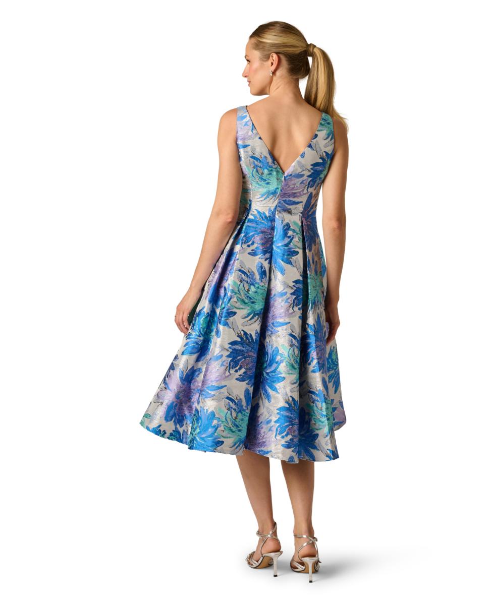 Vestido Jacquard Comprido Azul-4