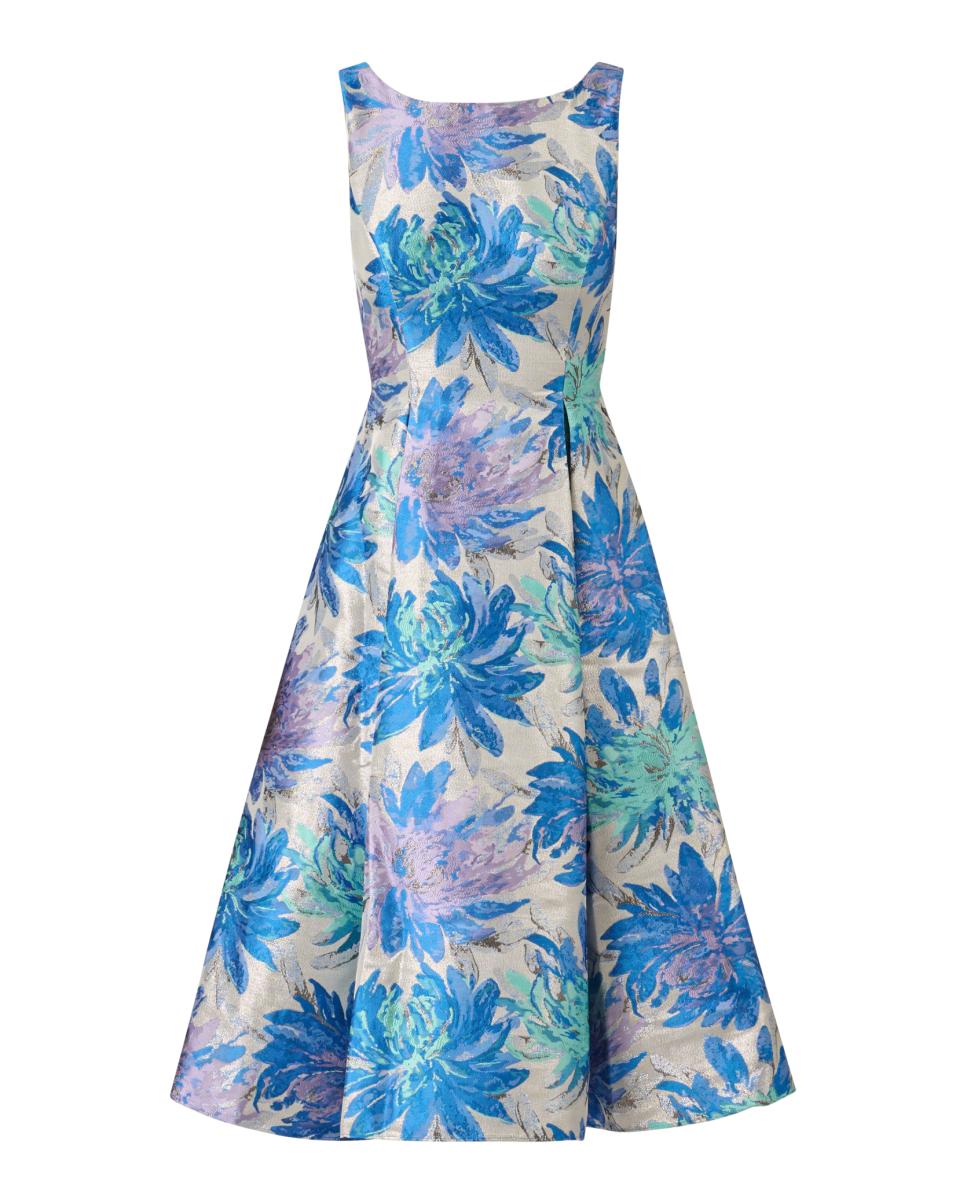 Vestido Jacquard Comprido Azul-5