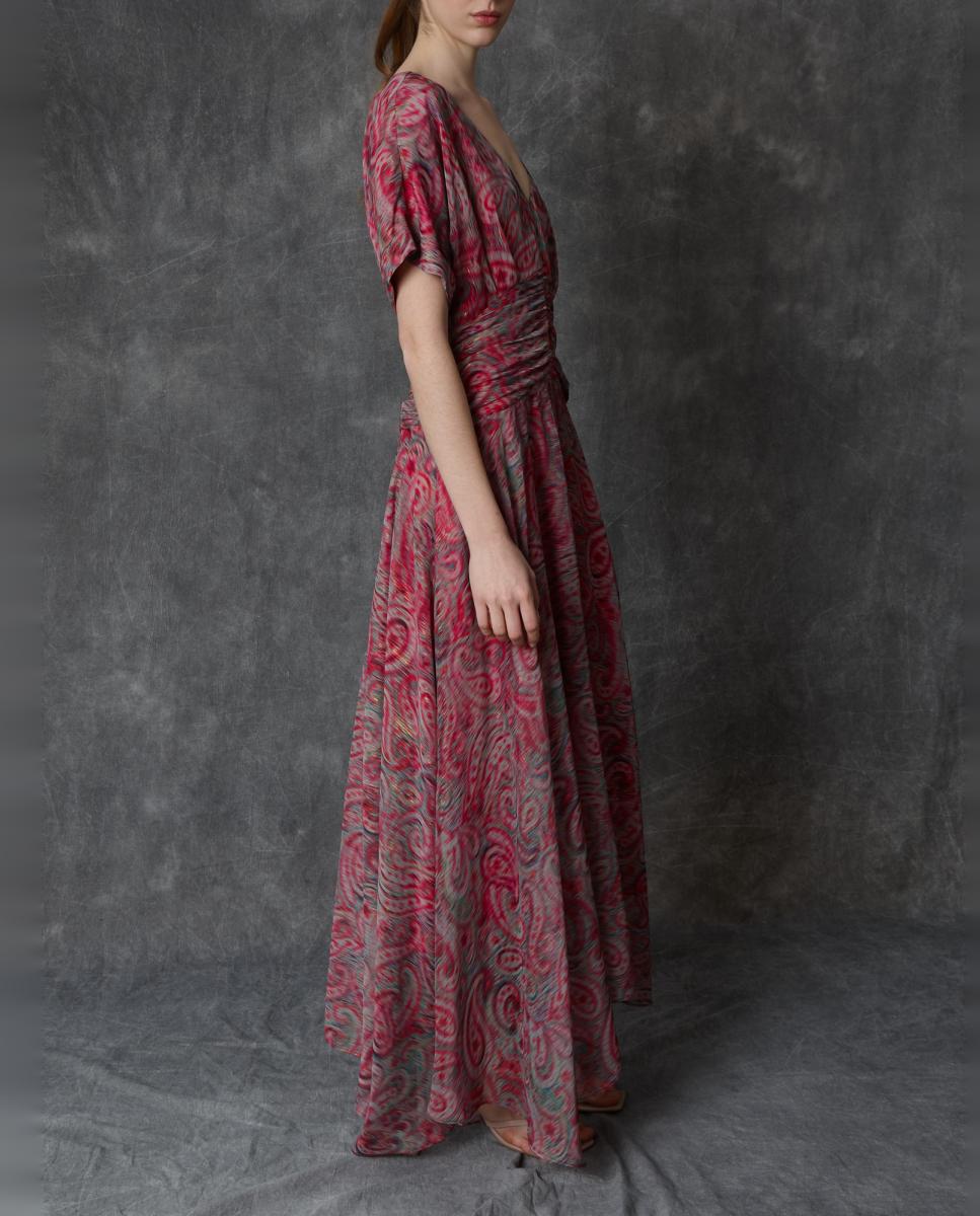 Vestido comprido estampado Rosa-2