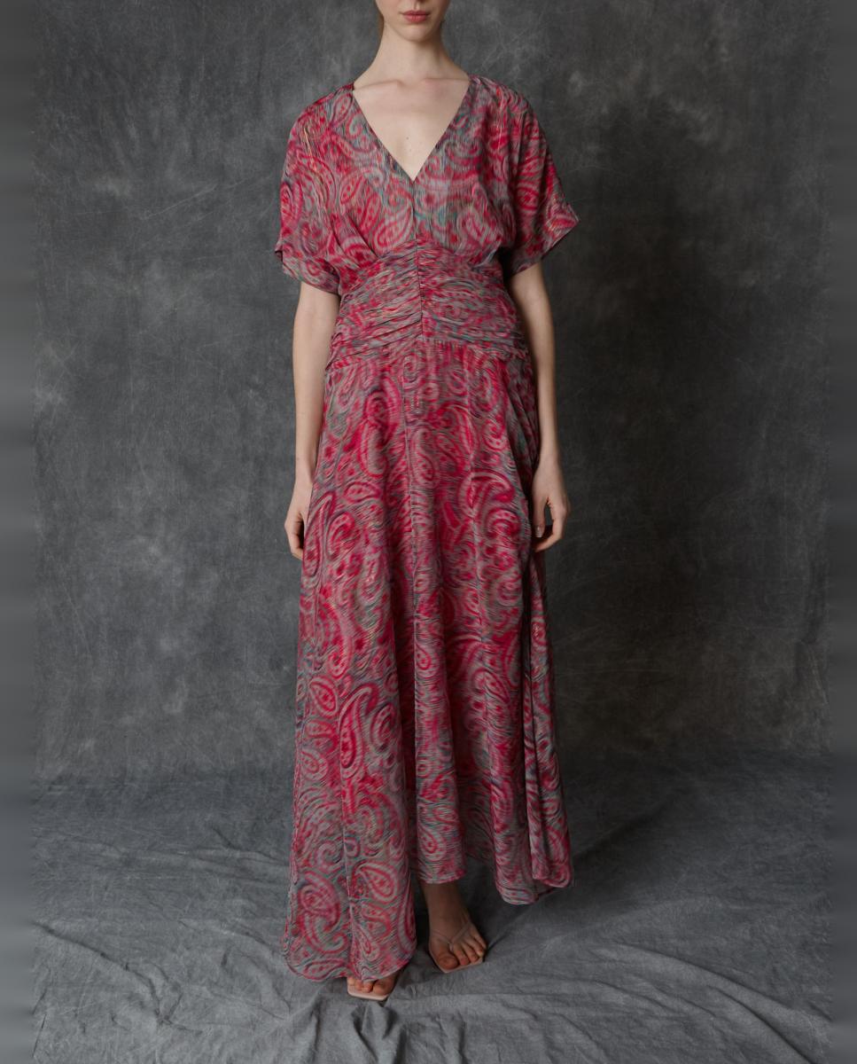 Vestido comprido estampado Rosa-3