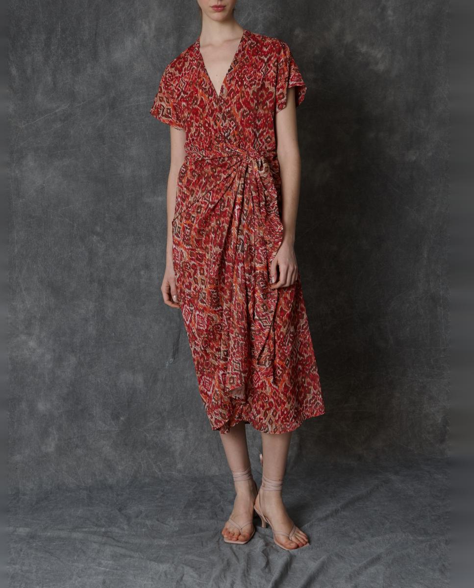 Vestido Comprido Estampado Laranja-2