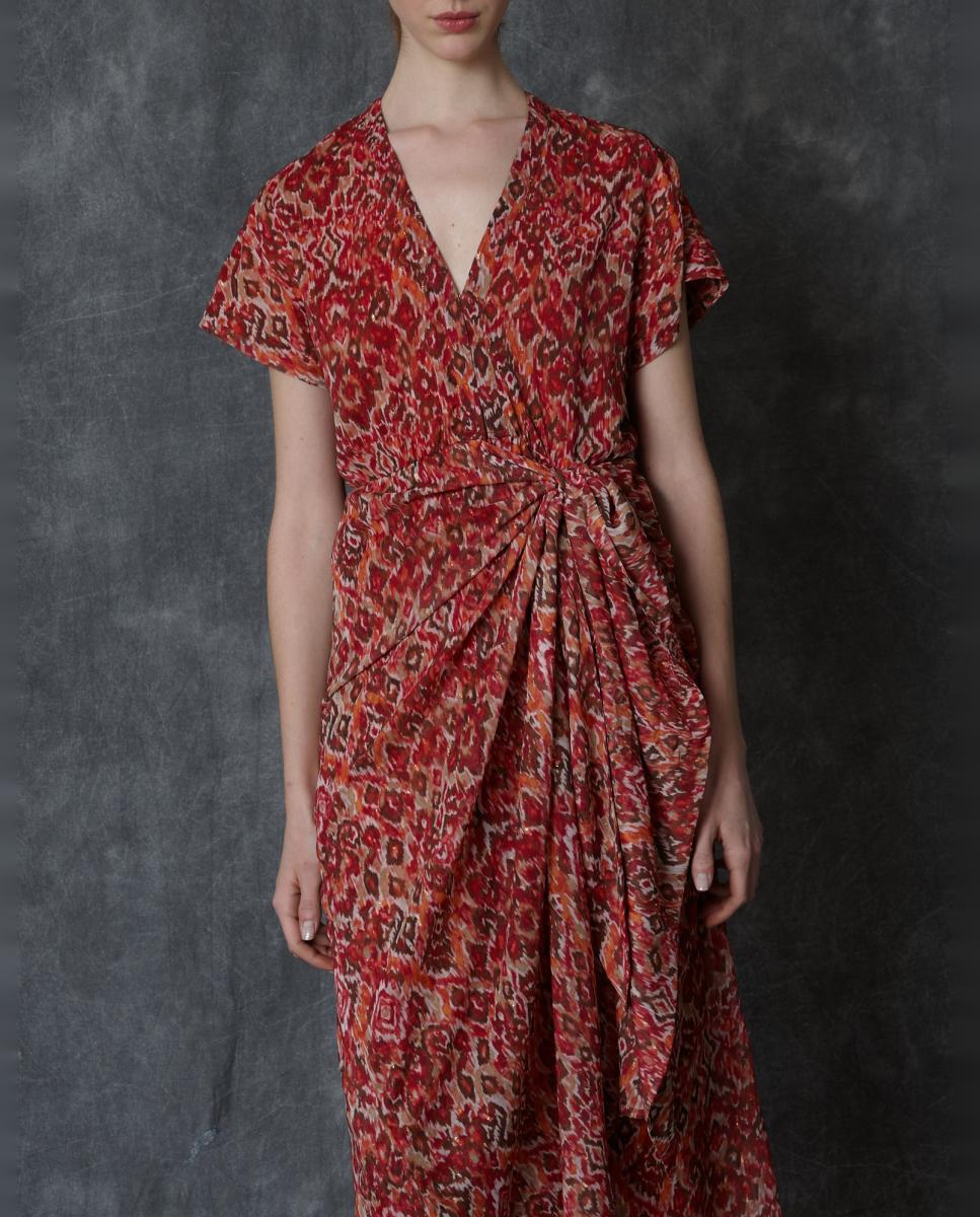 Vestido Comprido Estampado Laranja-3