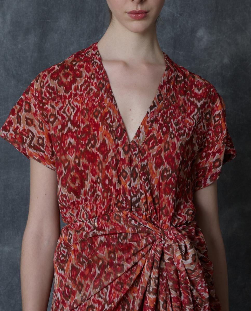 Vestido Comprido Estampado Laranja-4