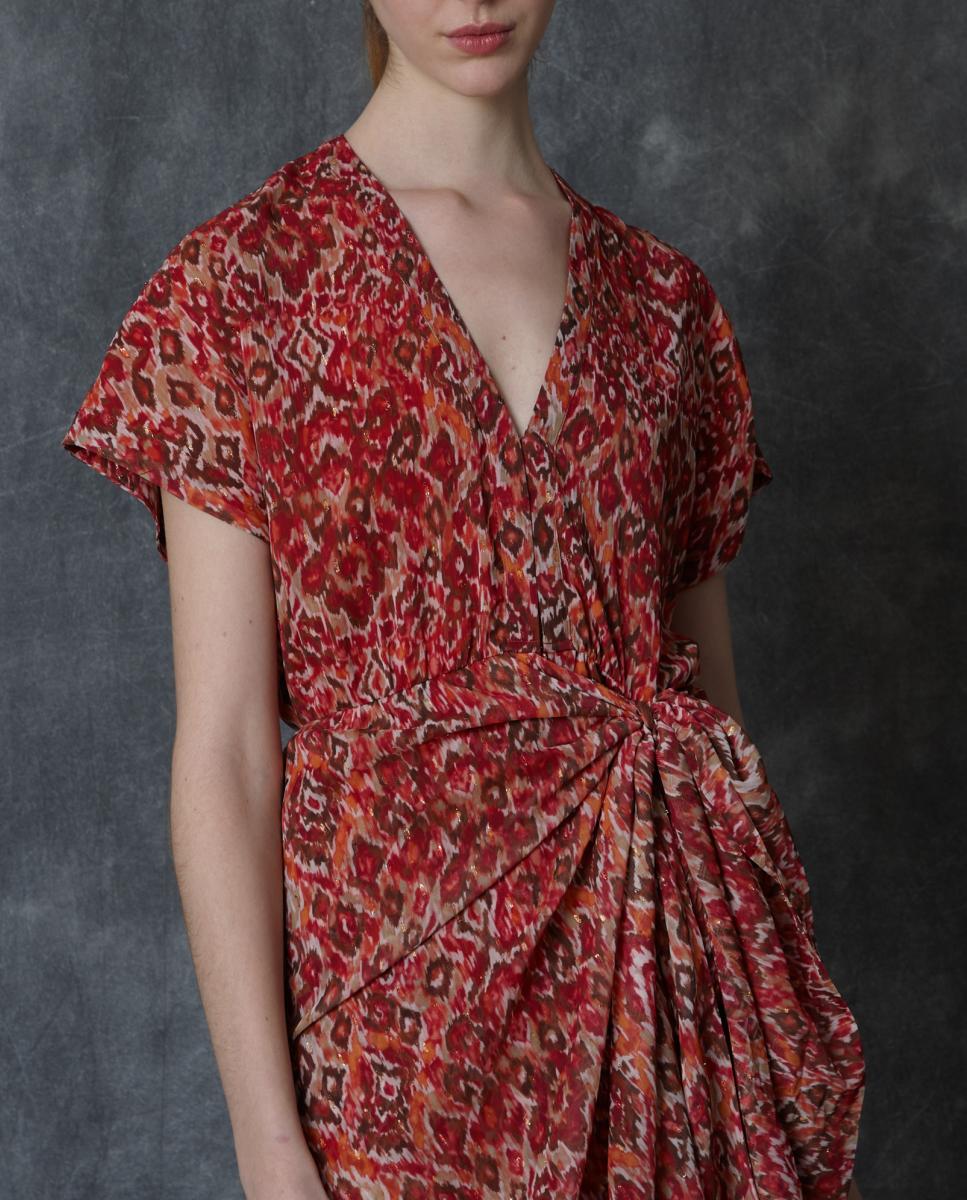 Vestido Comprido Estampado Laranja-5