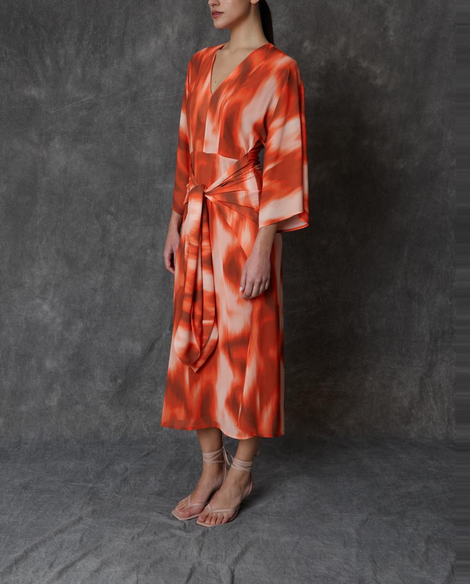Vestido comprido estampado Multicolor-3