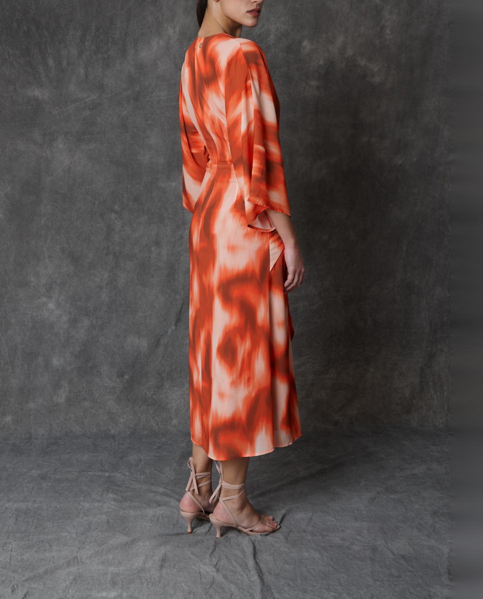 Vestido comprido estampado Multicolor-5