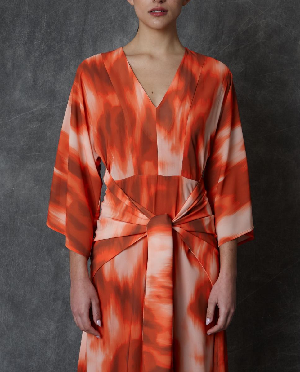 Vestido comprido estampado Multicolor-6