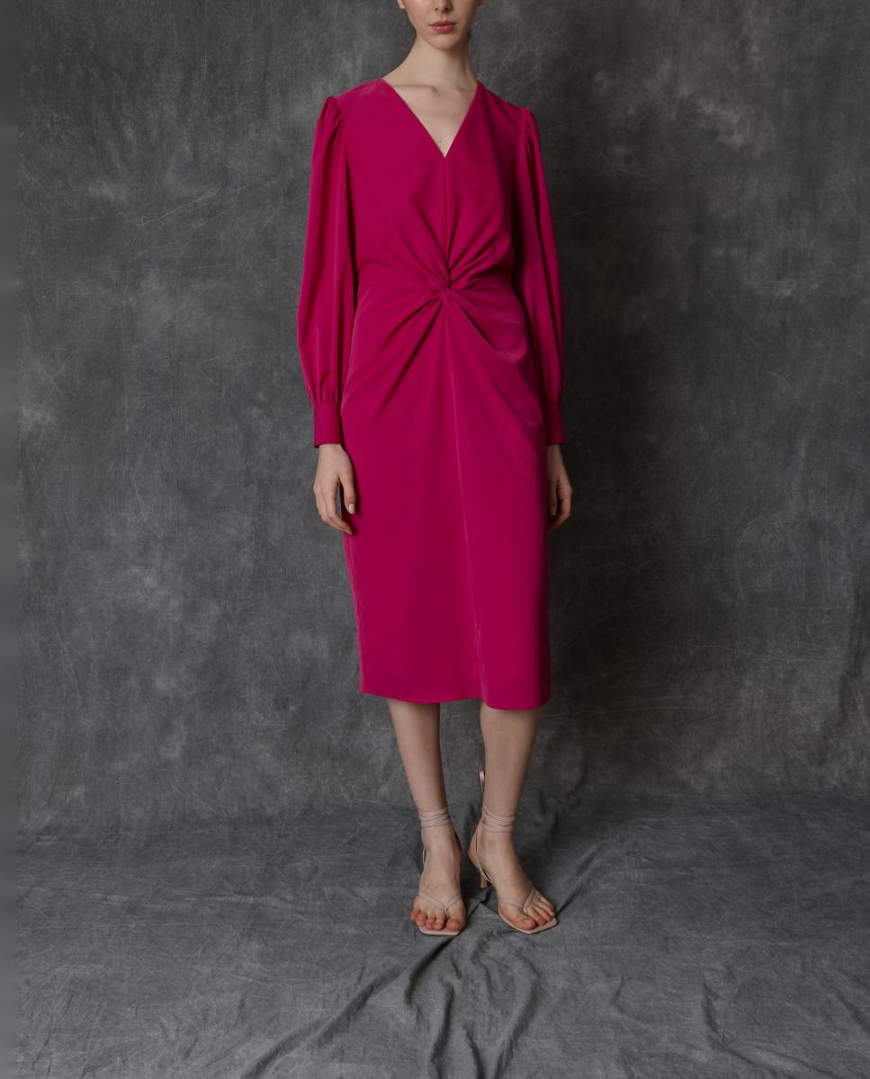 Vestido comprido liso Rosa-2
